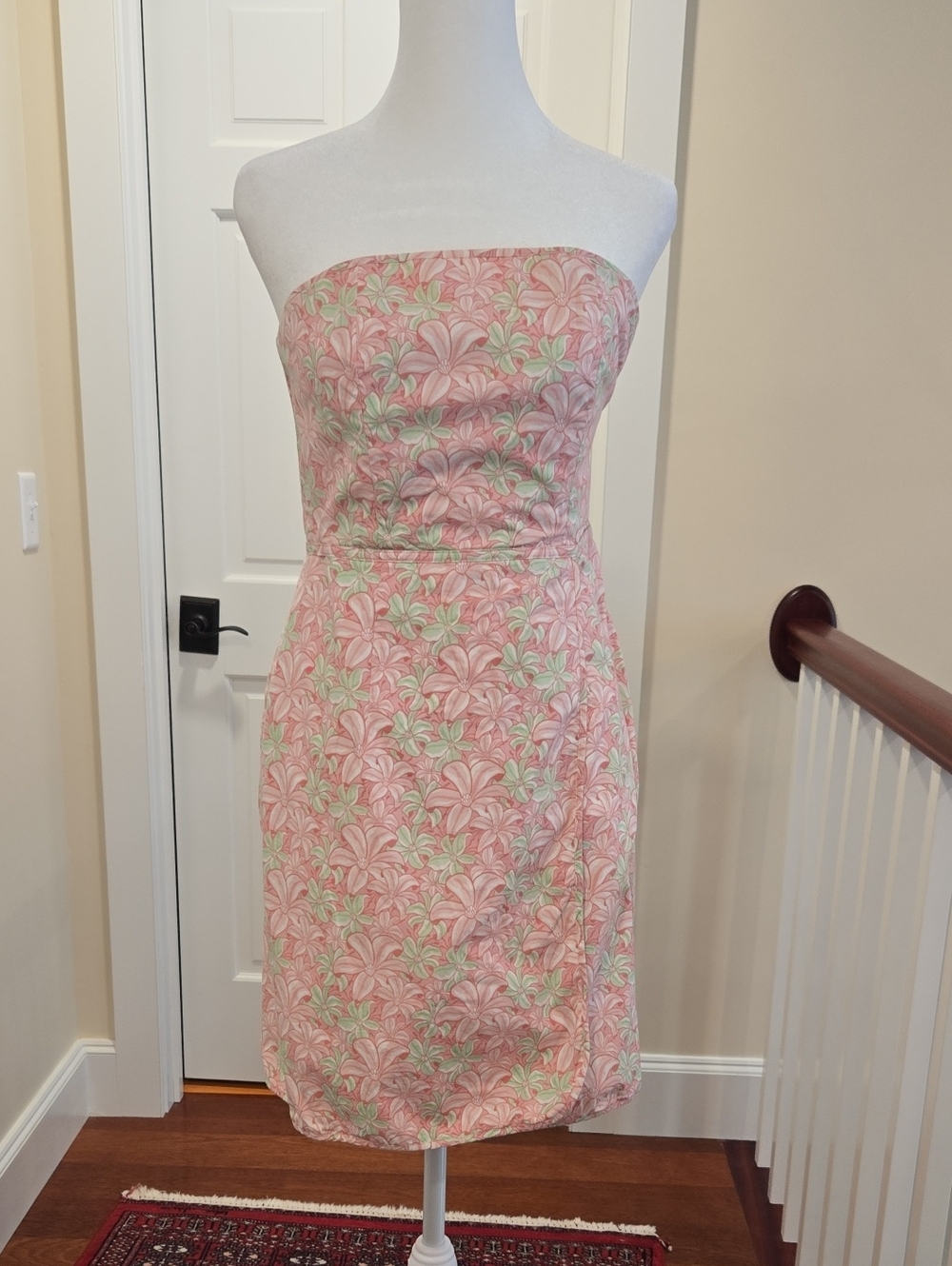 Vineyard Vines Pink Floral Strapless Sheath Dress